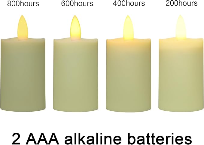 WRalwaysLX max 800hours Use 2AAA Battery (not inluded) 12 Pack Flameless Tea Light with Remote Control, LED Flickering Votive Candles, Indoor Home Decor, Dia3.8CM* H8CM,