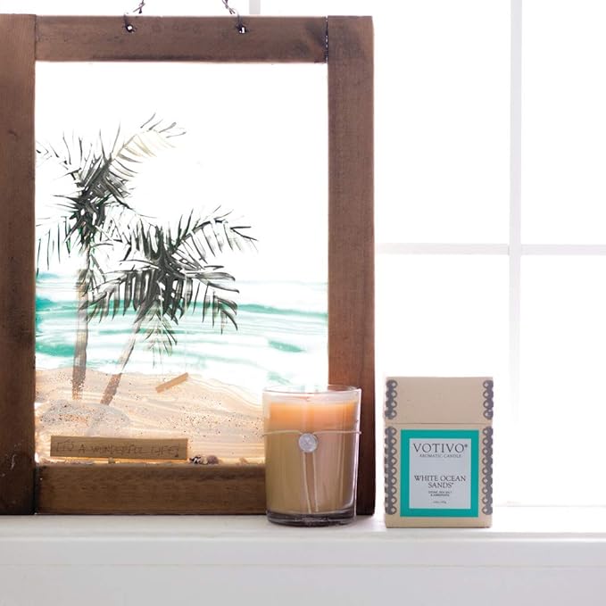 VOTIVO 6.8oz Aromatic Candle-White Ocean Sands