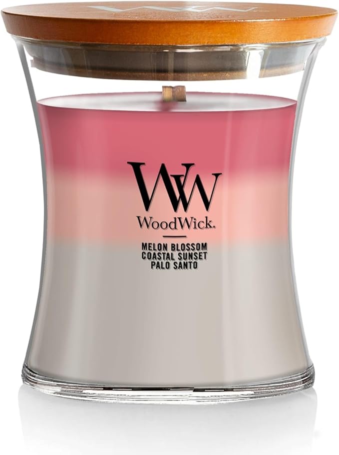 WoodWick Shoreline Trilogy Gifts for Women and Men, 9.7 oz Medium Hourglass Trilogy Candle with Crackling Wick