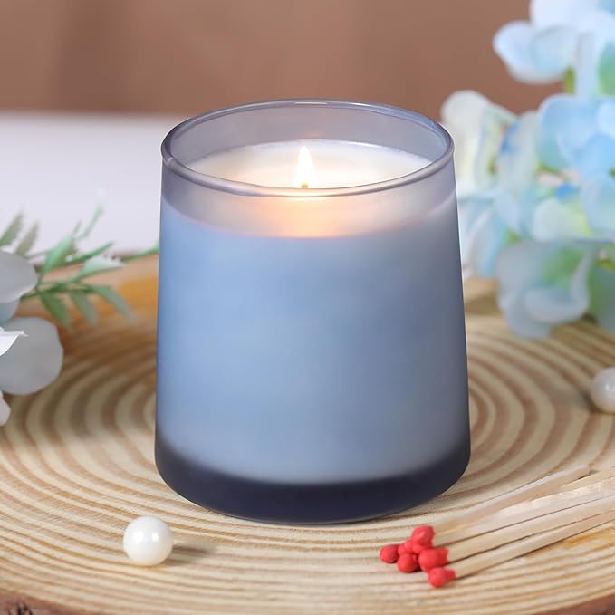 DARJEN 12 Pack Frosted Blue Candle Jars for Making Candles- 9 OZ Empty Glass Candle Making Jars with Making Kits, Candle Making Supplies Candle Containers for Home DIY & GIFS