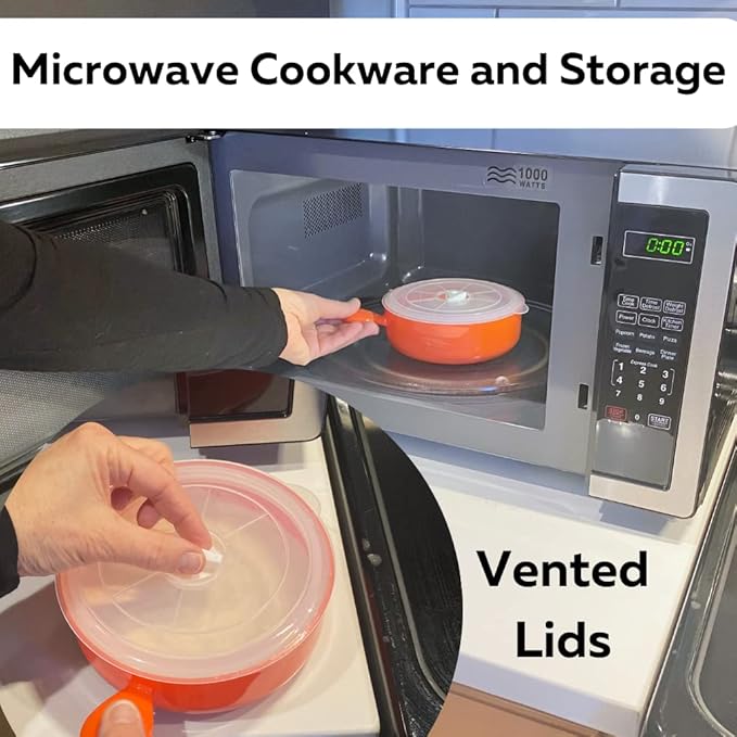 Evelots Microwave Freezer Safe Bowls - 10 Piece Set - With Vented Lids and Handles - Soup Bowls, Ramen, Cookware, Food Container Microwave Safe - BPA Free Plastic