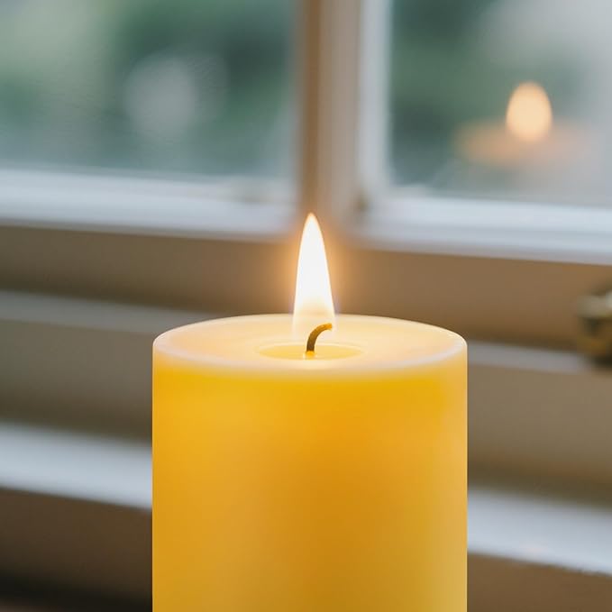 3 Pack Beeswax Candles - 3x4inchs Emergency Candles, Beeswax Pillar Candles 180 Hours Long Burning 100% Pure Natural for Emergency, Dripless & Smokeless Bees Wax Candle for Home & for Relax(3x4in)