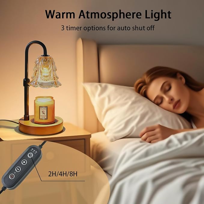 Candle Warmer Lamp with Timer Dimmer Adjustable Height for New Home House Bedroom Decor,Wax Melt Warmer with 2 Bulbs for Jar Candles, Gifts for Mom Women Friend Sister Mothers Day Birthday | Black