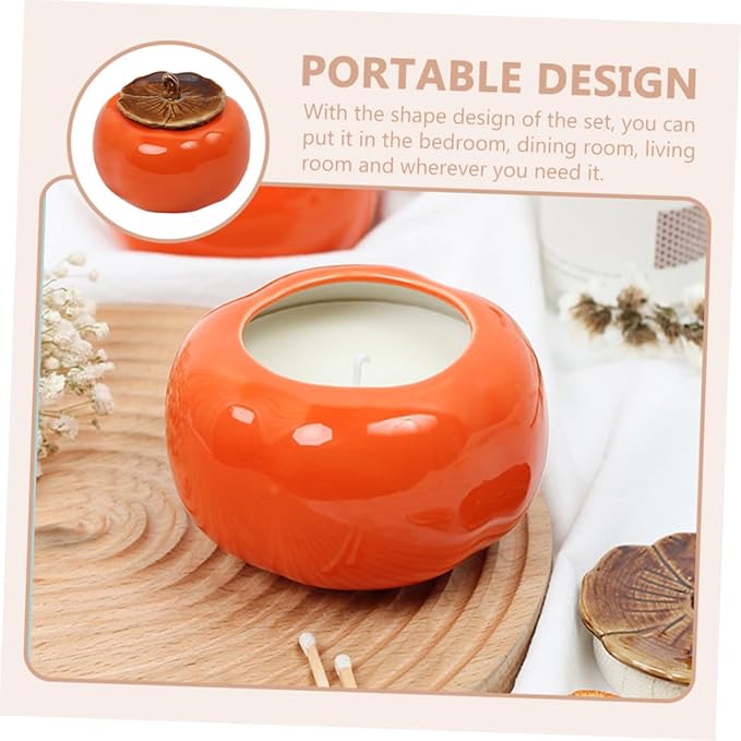 DIY Scented Candle Cup Ceramic Mason Jar Holder Persimmon Shape Craft Candle Container