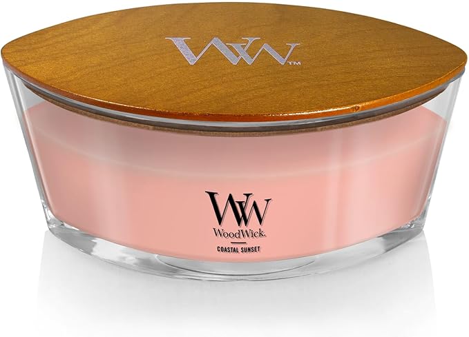 WoodWick Coastal Sunset Gifts for Women and Men, 16 oz Ellipse Candle with Crackling Wick