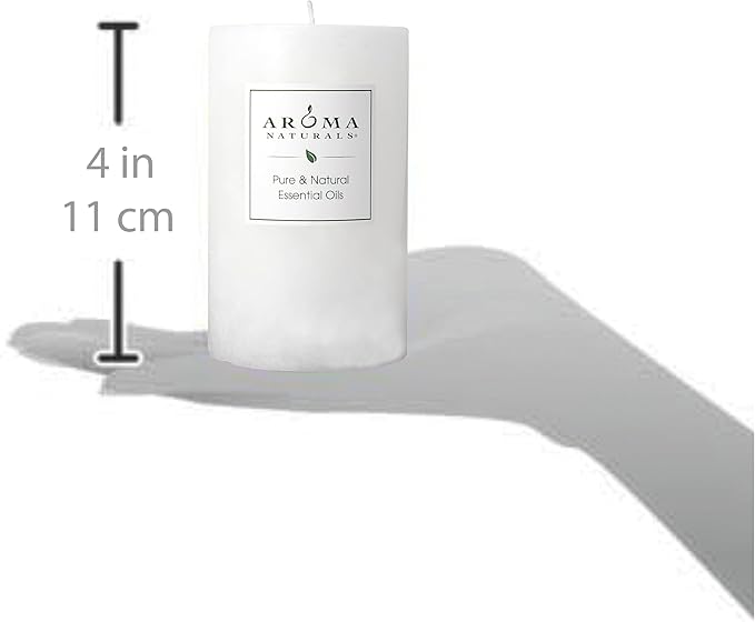 Aroma Naturals Patchouli and Frankincense Essential Oil White Scented Pillar Candle, Meditation, 2.5 inch x 4 inch