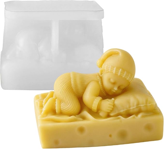 Sleep Baby Shape Cylinder Candle & Resin Mold - Resin Casting Silicone Molds for Home Decor & Candle Making Wave Spiral Mold