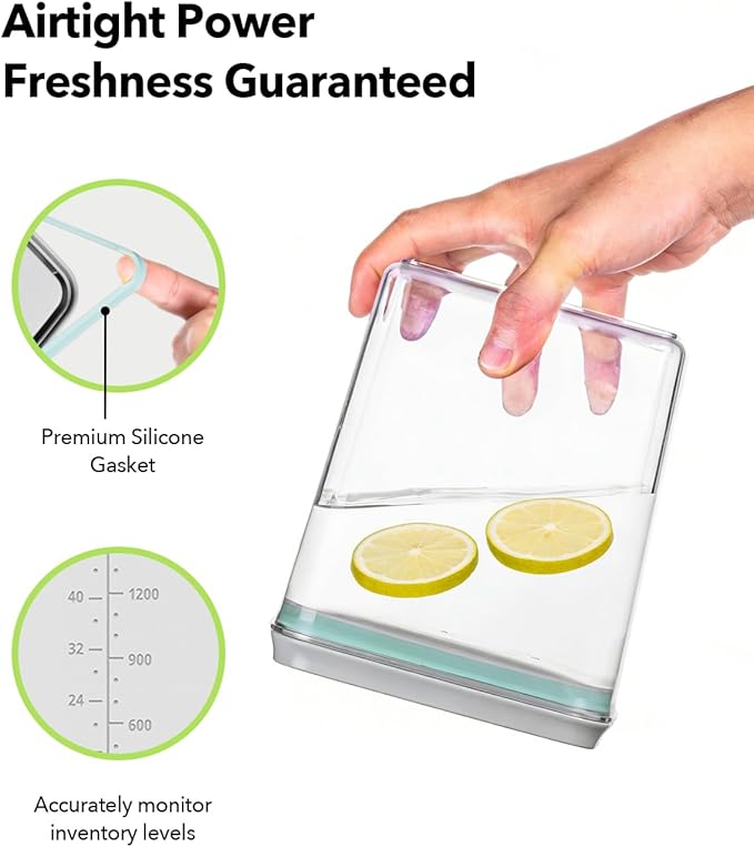 Airtight Food Storage with One-Touch Lid, (3 × 1.27 QT / 1.2 L) Stackable Durable PET for Sugar, Grains, Coffee Beans, and Baking Pantry Organization