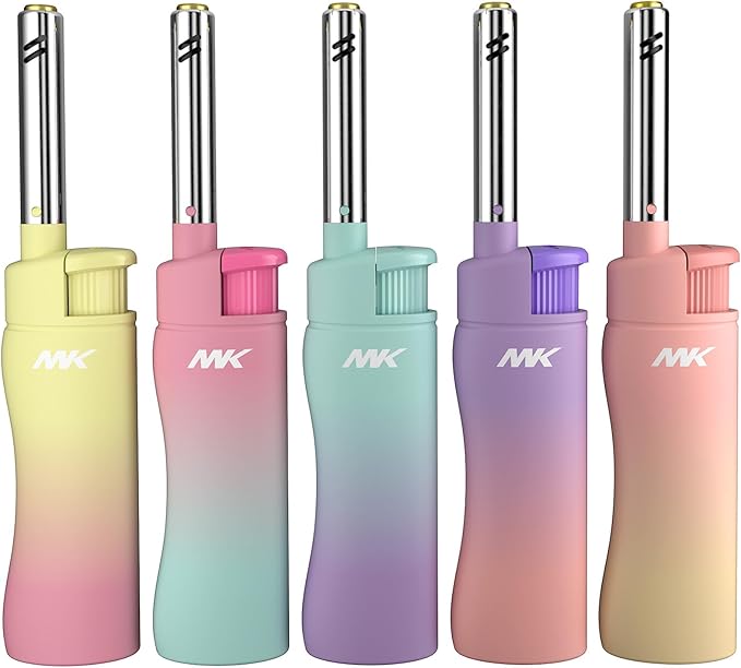MK Lighter Collector’s Edition Refillable Candle – Multipurpose Jet Flame Butane with Long Wand for Indoor & Outdoor Use Gift Couples Friends Family (Dreamy-5PC)