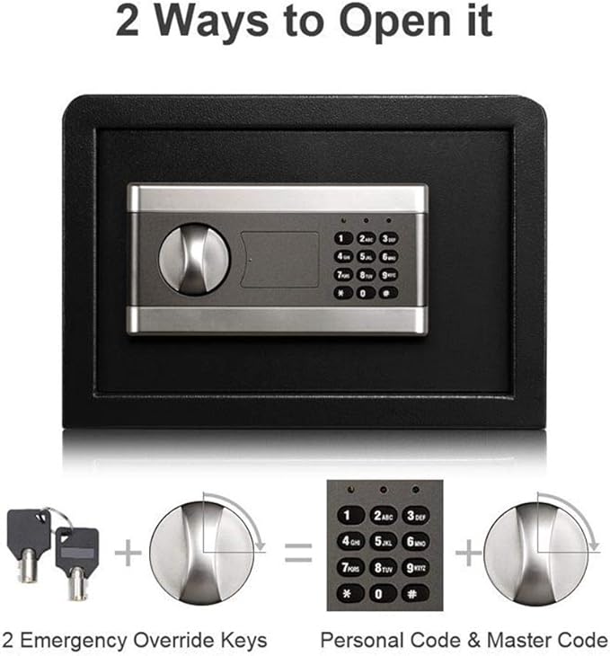 Safety Safe Security Box Home Safe Wall Digital Cabinet Safe Box With Lock Solid Steel Construction For Home Office Hotel Jewelry Cash Storage Wall Mountable (Color : Black Size : 25x35x25cm) (Black 2