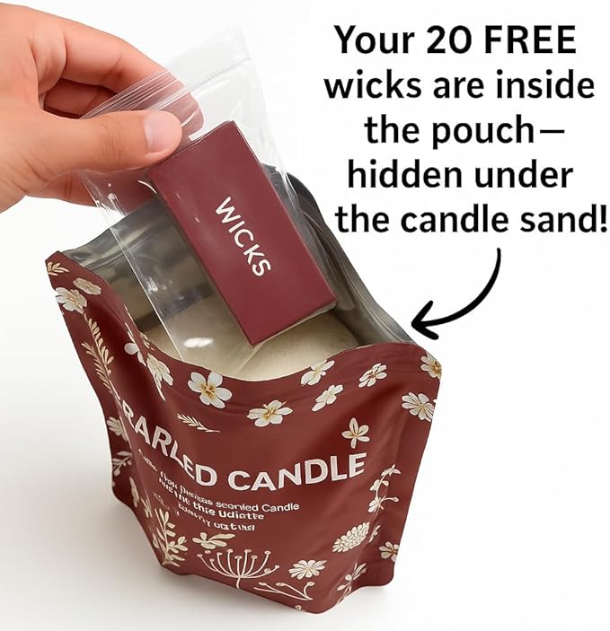 Fiora Naturals Pearled Candle Sand with Wicks – 1 Lb Sand Wax Beads & 20 Cotton Wicks – DIY Refillable Candle Making Kit, Long-Lasting, Smoke-Free, Clean Burning Snow Candles, Mothers Day Gift