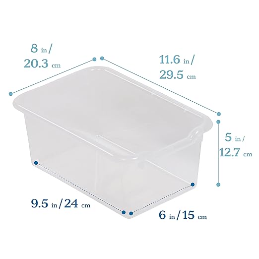 ECR4Kids 10 Cubby Tray Cabinet with Scoop Front Storage Bins, 5x2, Natural, Classroom Furniture, Clear