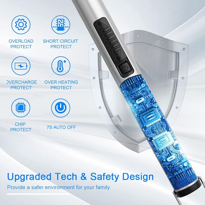 Candle Lighters USB Rechargeable Arc Electric Lighter with 360° Flexible Neck for Candle BBQ Camping (Silver)