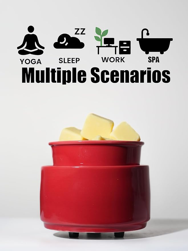 Ceramic Electric Wax Melt Warmer & Cube Oil Melter Cute Small Warmers Aromatherapy for Home Decorative Burner Melts Scented Candle Tart Scent Warm Fragrance (red)