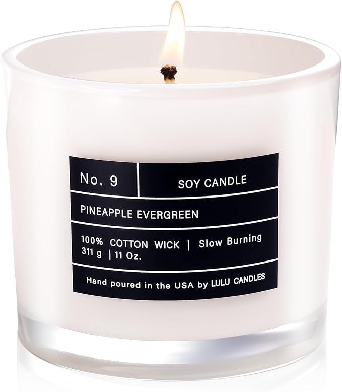 Lulu Candles | Pineapple Evergreen | Luxury Scented Soy Jar Candle | Hand Poured in The USA | Highly Scented & Long Lasting (11 Oz.)