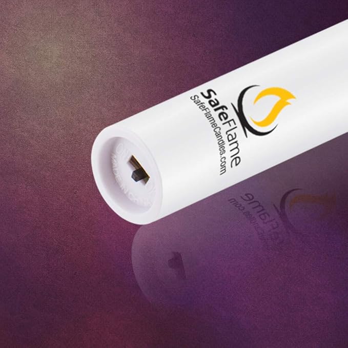 SafeFlame Flickering Hand Held LED Candles - Batteries Included - Easy On/Off Switch - Safe Flame for Candlelight Service (Box of 25) (Amber)