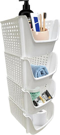 TidyFriend Small Stackable Storage Bins for Toy Organizer and Storage 4 Pack, Toy Storage Organizer for Kids Room and Home Organization (White)