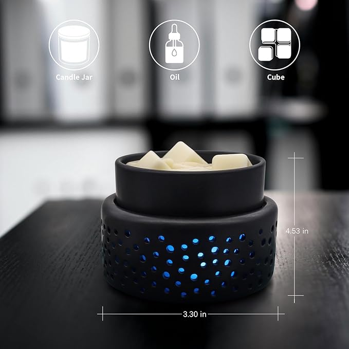 VICTORIA AROMA Cearmic Wax Melt Warmer - 7 Colors Changing LED Light Candle Wax Warmer for Scented Wax, Electric Fragrance Wax Melter for Home, Office, Bedroom Decor, and Gifts