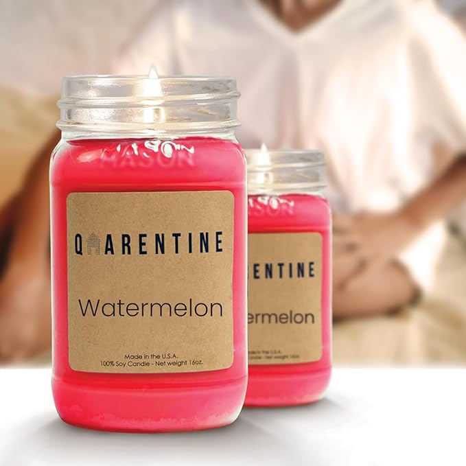Organic Soy Wax Watermelon Scented Vegan Candle | Watermelon Aroma | 100% Pure Soy & Essential Oils | Long-Lasting Scent | Hand-Poured in The USA | Perfect for Aroma Therapy(16oz)