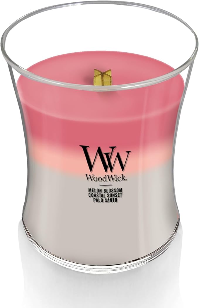 WoodWick Shoreline Trilogy Gifts for Women and Men, 9.7 oz Medium Hourglass Trilogy Candle with Crackling Wick