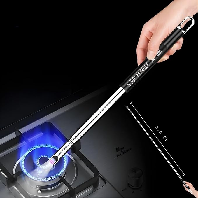 V3 Extendable 3.2 Feet LED Arc Extra Long Flameless Fireplace Stove Electric Candle Lighter for Pilot Light, Grilling, Firepit, Kitchen, BBQ (Beige)