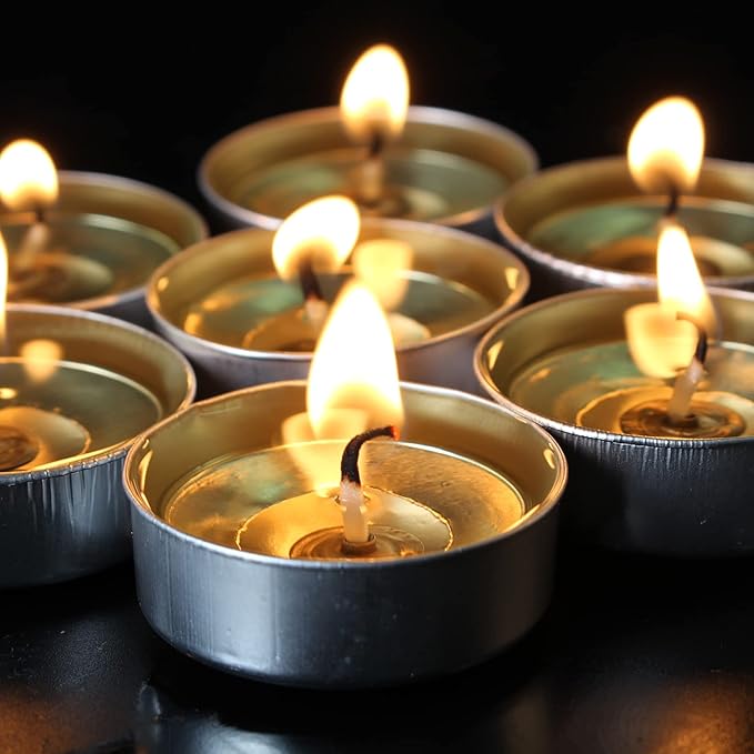 AlterEgo Unscented Tea Lights - 200 Pack Tealight Candles - 4+ Hour Burn Time - Clean-Burning White Palm Votive Smokeless Tealights Candles for Home, Shabbat & Anniversaries (200Pack)