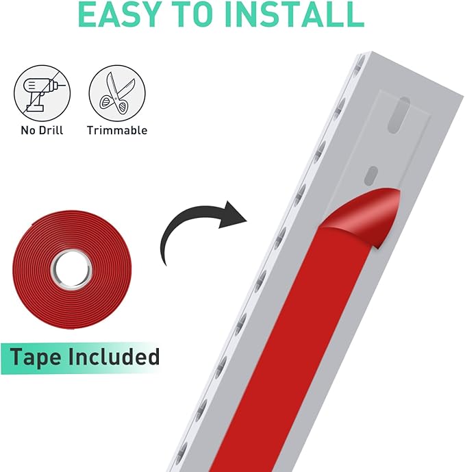 ENONCI Updated White Cable Raceway Kit, 155（10x15.5） inch Open Slot Wire Covers for Cords, Cable Management System to Hide Under Desk/TV/Computer/Net/Power Cords(Pack 10)