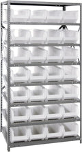 Quantum Storage Systems 2475-950CL Solid Heavy Duty 8 Shelves 28 HULK Clear Bins 75" H x 36" W x 24" D