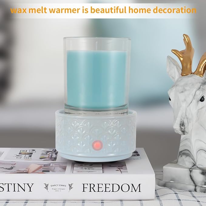 kobodon Ceramic Wax Melt Warmer - 3-in-1Electric Wax Warmer-Fragrance Candle Burner for Scented Wax Tarts and Essential Oils - Wax Melts as Gifts for Moms Grandma Women Girls（Blue）