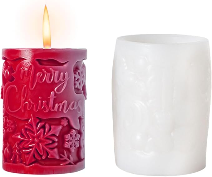 Elk Candle Moulds for Candle Making, Deer Pattern Pillar Candle Mold, Christmas Reindeer Silicone Mold for Soy Wax Candle, Aromatherapy Candle, Gypsum, Plaster, Home Decor (Snowflakes Molds)