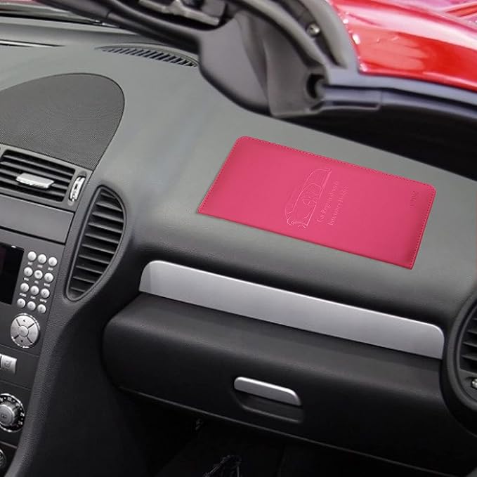 Car Registration and Insurance Card Holder - Leather Vehicle Glove Box Automobile Documents Paperwork Wallet Case Organizer for ID, Driver's License, Key Contact Information Cards - Men&Women
