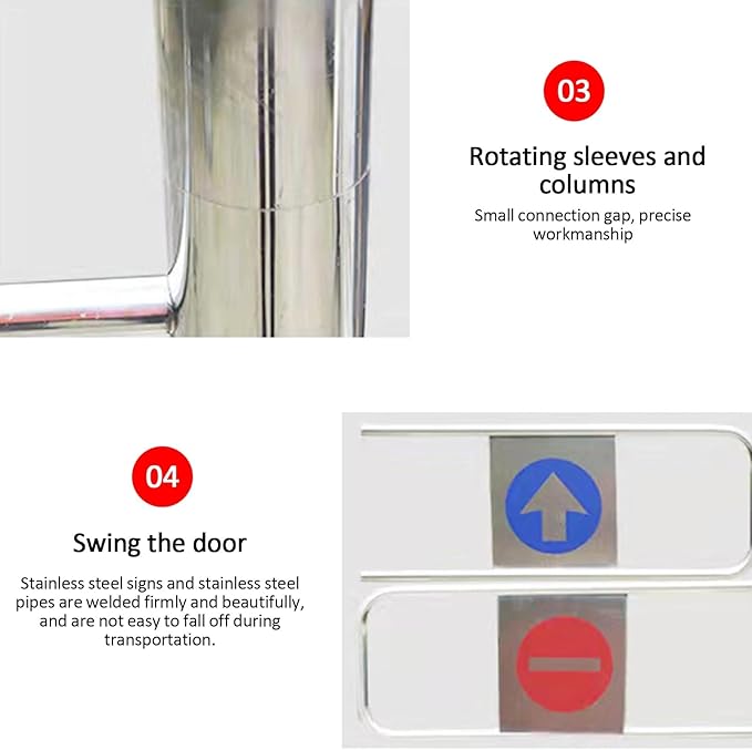 Automatic Rebound Swing Gate Wide Stainless Steel Entrance Manual Door，Automatic Rebound Swing Gate - 87in Stainless Steel Safety Door for Supermarkets, Libraries & Parks - Spring-Loaded Sel