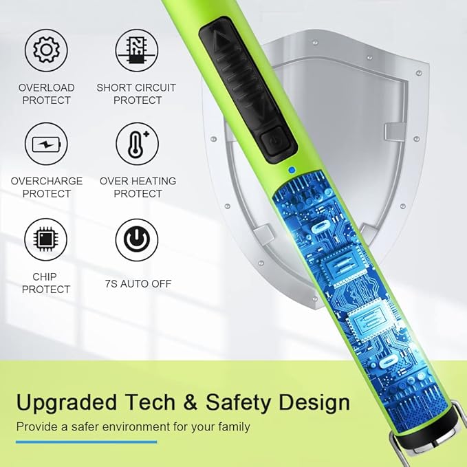 SUPRUS Fluorescent Lighter Glows in The Dark 360°Flexible Neck USB Rechargeable Windproof Triple Safety for Candle Cooking BBQ in Party (Yellow)