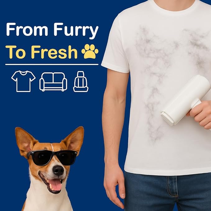 Pet Hair Remover, Reusable Self-Cleaning Lint Roller for Dogs & Cats, Fur Remover for Furniture, Couch, Carpet, Clothes, Bedding & Car, No Adhesive, Multi-Surface, Easy to Use