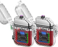 SUPRUS Waterproof Luminous Lighter of Flashlight Windproof Arc Electric Lighters Rechargeable Dual Arc Plasma (Red, 2Packs)