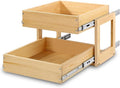 Mulush Pull Out Cabinet Organizer, 23''W×21''D×16''H Soft Close Slide Out Wood Drawer Shelves Storage for Kitchen, 2-Tier, Finished, Heavy-Duty, Bottom Assembly