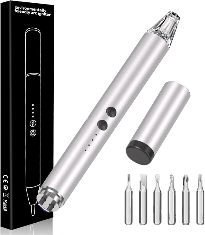 MEIRUBY Lighter Electric Candle Lighter with LED, Stocking Stuffers for Adults Women Men Wife Nana, Long Electronic Rechargeable USB Arc Lighters for Candle Camping BBQ, Gift for Women Men Mom Wife