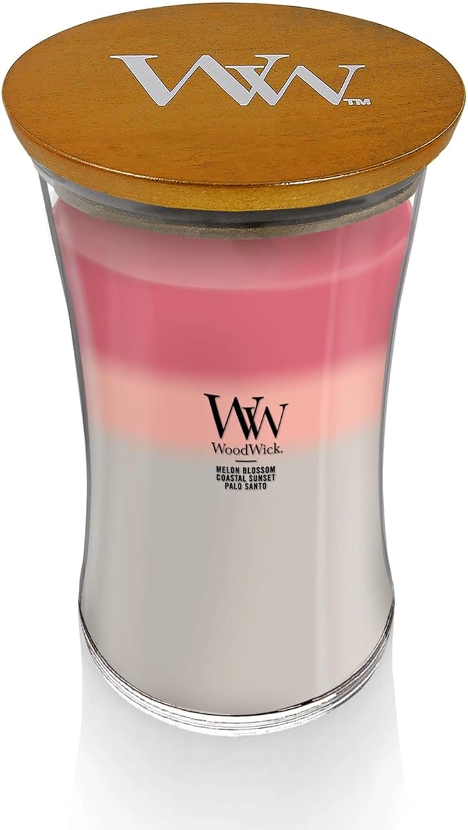 WoodWick Shoreline Trilogy Gifts for Women and Men, 21.5 oz Large Hourglass Trilogy Candle with Crackling Wick