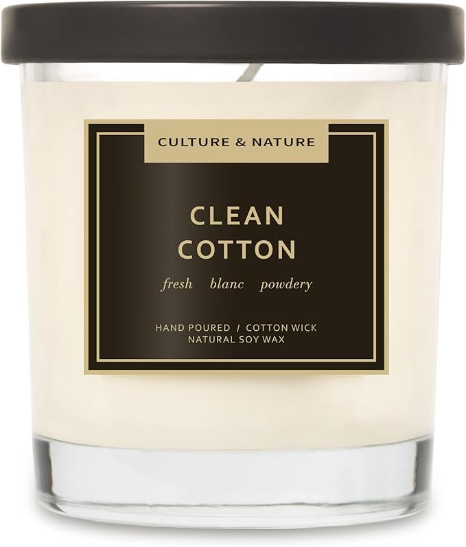 CULTURE & NATURE Natural Soy Wax Candle 7oz (Clean Cotton)