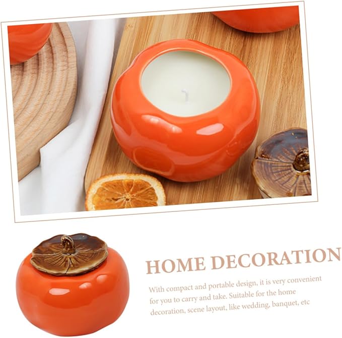 DIY Scented Candle Cup Ceramic Mason Jar Holder Persimmon Shape Craft Candle Container