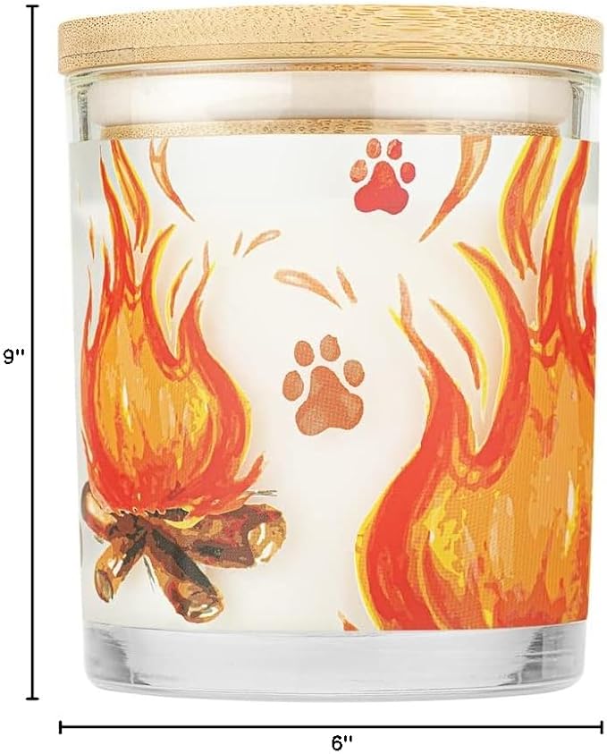 One Fur All Pet House Candle 9 OZ Plant-Based Soy Scented Candle with a 60 Hour Burn Time and a Cotton Wick - Fireside