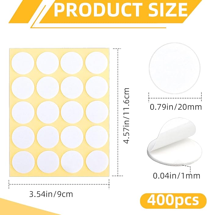 ZNBSIXP 400PCS Candle Wick Stickers, Premium Heat Resistant Double-Sided Foam Adhesive Dots - Strong Wick Stickers for Candle Making Kit, Adheres Steady in Hot Wax