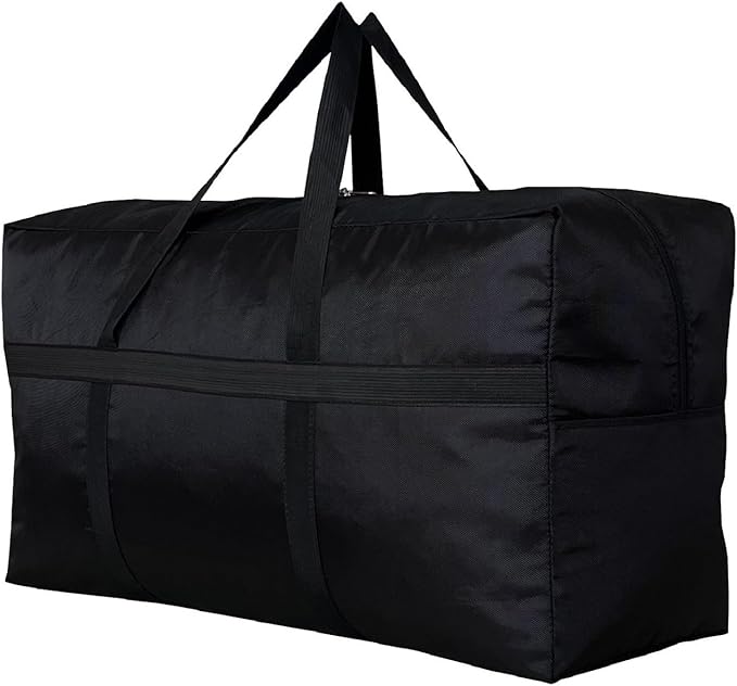 YiKitHom Extra Large Storage Duffle Bag with Zippers and Handles, Big Foldable Duffle Bag for Travel Black 80L