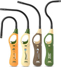 MK Lighter, 4-Pack Lighters Long, 9-Inch Extra-Long & 360° Flexible Neck Multipurpose Long Lighter Refillable Adjustable Flame Lighters for Candle, BBQ, Grill, Camping, Fireplace, Stove (Willow-Tone)