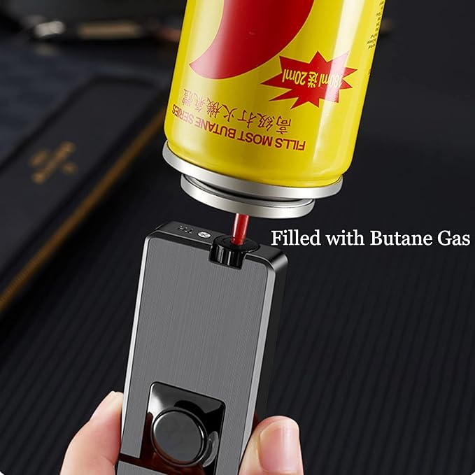 Jet Torch Lighter, Creative Dual Flame Lighter with 6pcs Flint Stone, Windproof Butane Gas Lighter, Cool Adjustable Soft Flame and Jet Flame 2 in1,Refillable Butane Lighter for Outdoor Indoor-Rainbow