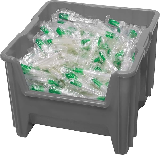 Akro-Mils 13018 Stak-N-Store Heavy Duty Stackable Open Front Plastic Storage Container Bin, (17-1/2-Inch x 16-1/2-Inch x 12-1/2-Inch), Gray, (2-Pack)