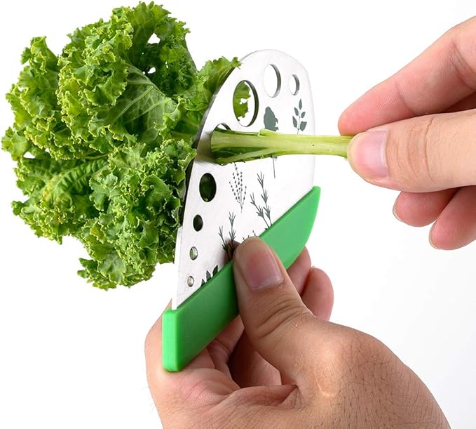 Herb Stripper Herbs Cutter Scissors Stainless Steel Leaf Remover Stripping Tool Vegetable Kitchen Gadget Tool with Protective Holder