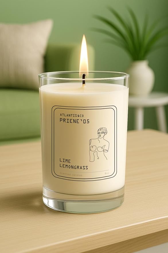 Lime Lemongrass Scented Candle, 8oz Soy Jar with Long-Lasting Burn, Giftable, Holidays,Birthdays