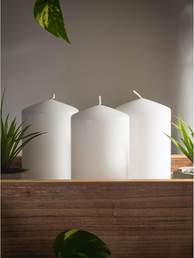 CANDWAX 3x6 inch White Pillar Candle Set of 3 - Unscented Large Pillars - Perfect for Any Occasion - Long Burning White Candles
