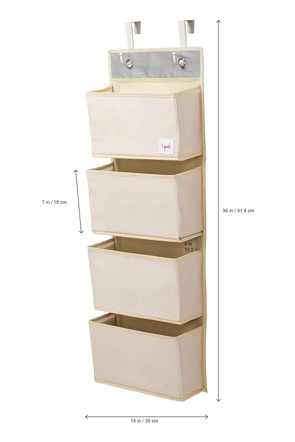 3 Sprouts Over The Door Baby Organizer - Essential Newborn Nursery Storage, Toy Organizer for Room and Closet - Bedroom Storage - Hooks Included, Bear